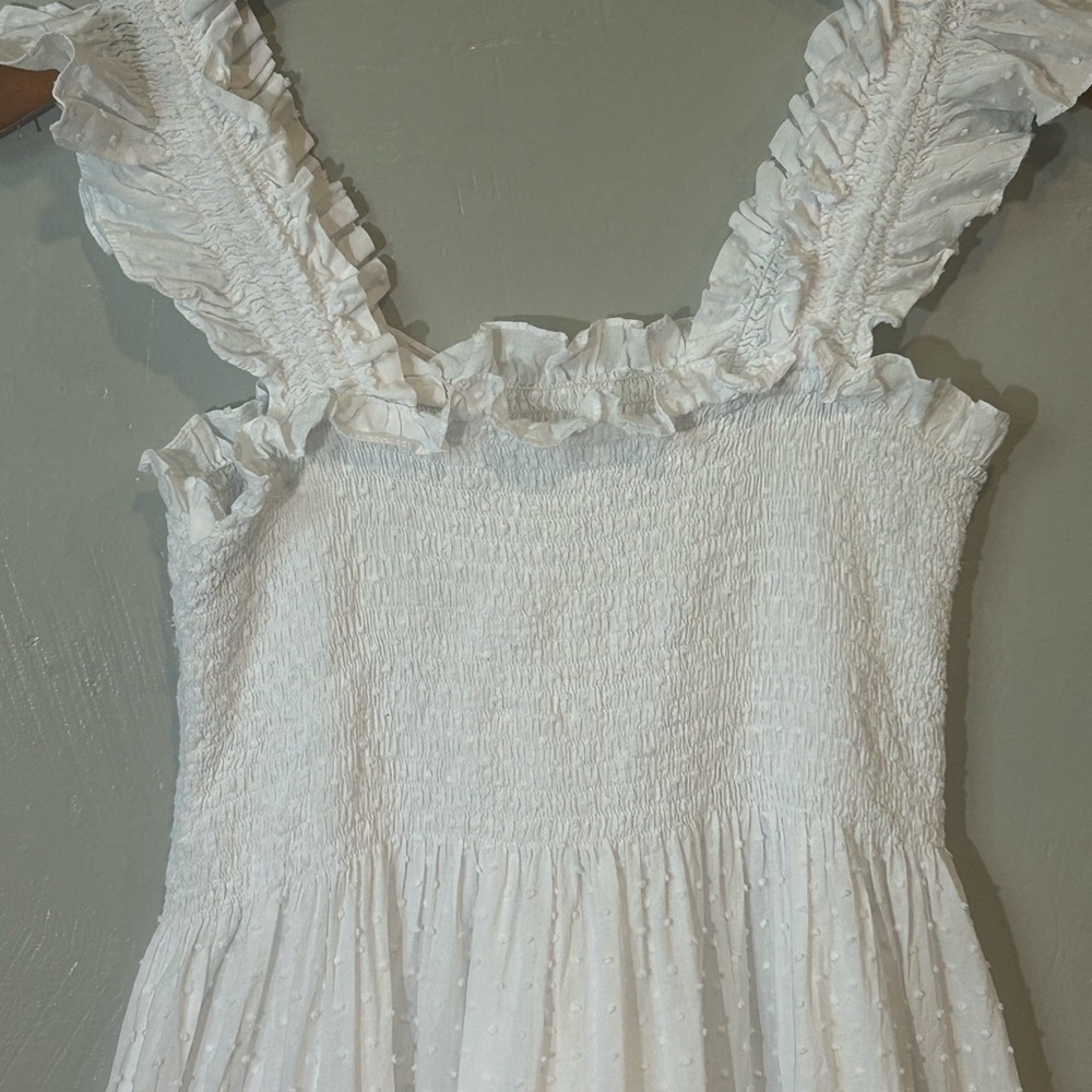 Hill House White Swiss Dot Midi Nap Dress - Picture 2 of 11